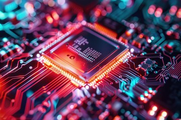 Vibrant Color Image of CloseUp of Quantum Computing Chip Insertion