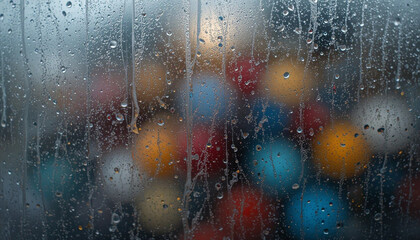 Frosted Glass Window with Blurred Colors and Textured Surface