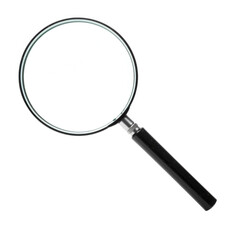 Black handled magnifying glass isolated on transparent background