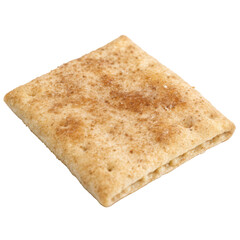 Fototapeta premium A square cinnamon-flavored cracker with a lightly browned, textured surface, isolated white background