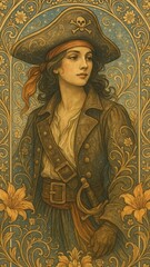 Obraz premium Vintage pirate art wallpaper