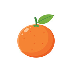Vibrant Orange with Green Leaf - Fresh Citrus Fruit Icon for Healthy Food and Drink Designs.