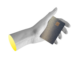 Credit bank card held in hand. Electronic payment, cashless transaction, and online service concept.