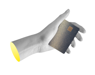 Credit bank card held in hand. Electronic payment, cashless transaction, and online service concept.