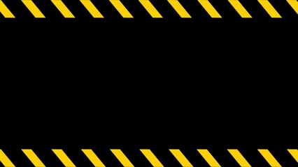black background with yellow warning stripes border