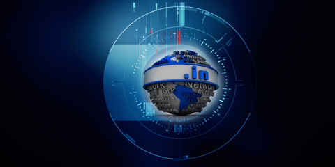 3d rendering globe with dot in