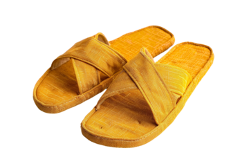 Soft open toe slippers with a cute design and perfect for warm weather isolated on transparent background