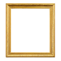 Ornate golden picture frame, decorative and vintage, isolated on transparent background, png