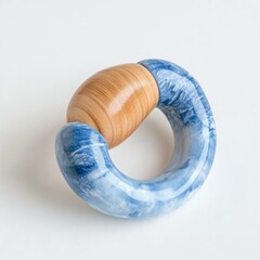 Two Part Sensory Toy Puzzle Wood and Blue Texture Abstract Design Still Life Calm Minimal