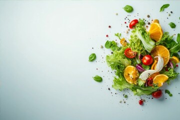 Vibrant Fresh Salad with Citrus Fruit and Cherry Tomatoes Delightful Healthy Food Presentation