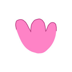 Minimalistic vector flower design in pink color. The flower has a simple, rounded shape with three petals, creating a clean and modern aesthetic.