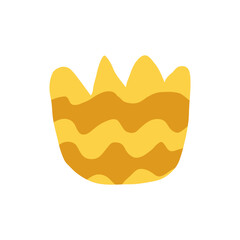A minimalistic vector illustration of a stylized flower with wavy yellow petals. The design features a simple, clean aesthetic suitable for modern decor.