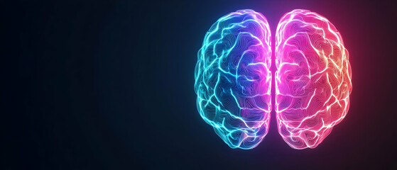 Abstract Colorful Glowing Two Brains