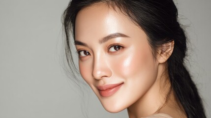 Naklejka premium Elegant Asian Woman with Natural Glow
