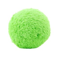 Fluffy green ball, soft and round decorative element isolated on transparent background, png