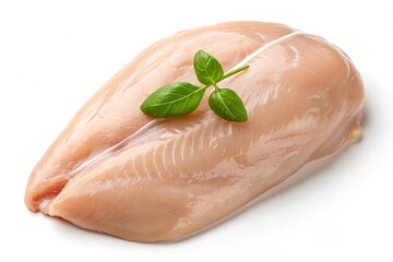 Fresh Raw Chicken Breast Fillet Isolated on White Background
