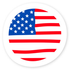 Circular United States Flag Icon. Patriotic American USA Flag in a Modern Round Design for National Themes.  USA flag round cartoon style Illustration.