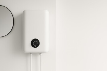 Minimalist water heater installation in a modern interior setting with sleek design