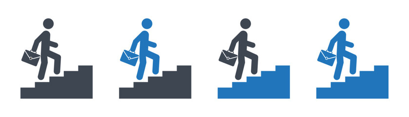 Career ladder vector icon in silhouette style on white background. Vector illustration