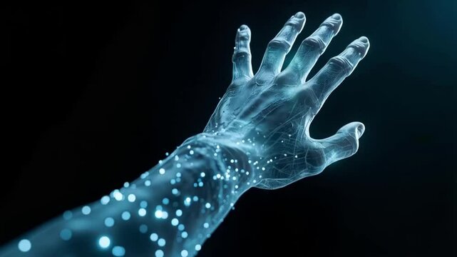 Cybernetic Human Hand with Nano Circuits and Microbot Detail