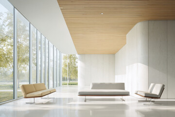 Fototapeta premium serene interior space illuminated by soft warm daylight emphasizing beauty of natural light during daylight saving