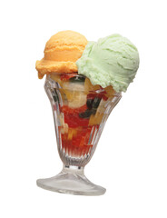 Ice cream glass cone isolated on transparent layered background.