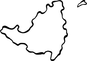Doodle freehand drawing of St Martin island map.