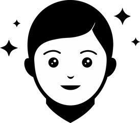 Glowing Face With Sparkles Silhouette Vector Illustration