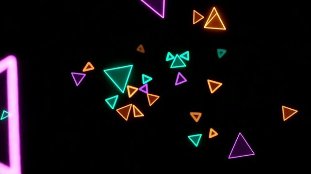 Neon Triangles Glowing shapes dance in the dark