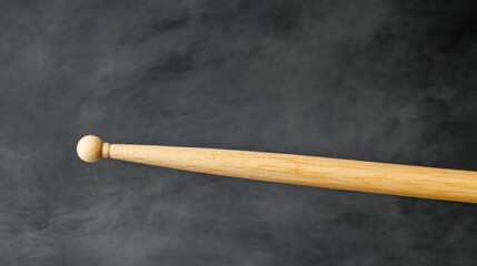 A wooden drumstick against a dark gray background.