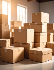 Stacked Cardboard Boxes.cut out, no people, photography, stack, copy space, business, cardboard box, box - container, cardboard, delivering, horizontal, mail, merchandise, package, 