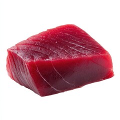 Fresh Red Tuna Steak Sashimi Grade Isolated on White Background Perfect for Sushi Recipes