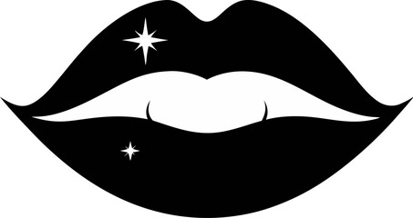 Lips With Sparkle Silhouette Vector Illustration 