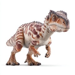 Fototapeta premium A Majestic Brown and White Dinosaur Standing on a White Background A 3D Render of a Prehistoric Creature