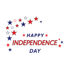 Happy Independence Day Sign with Red and Blue Stars – 4th of July Vector.