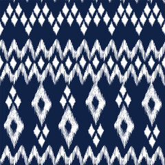 Ikat pattern vector art geometry. Seamless hand drawn sketch illustration