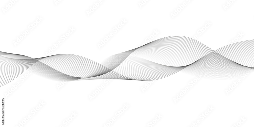 Poster thin wavy curve line vector background. curve wave seamless pattern background. black and grey wave 
