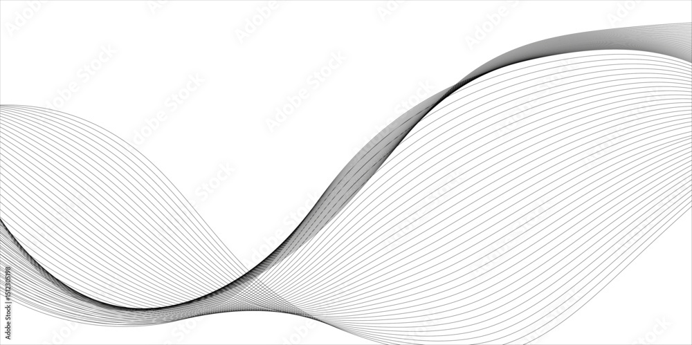 Poster thin wavy curve line vector background. curve wave seamless pattern background. black and grey wave 