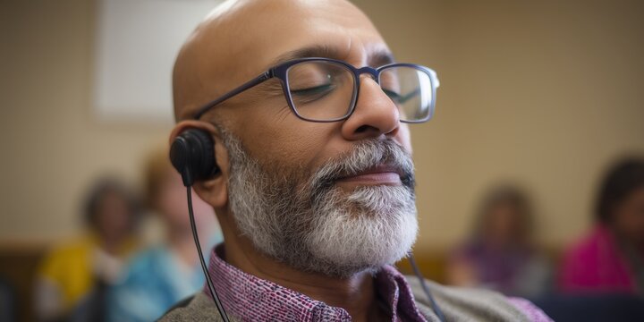 Mindfulness and healing: senior man engaging in a ptsd support group session