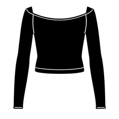 Long Sleeve Thumbhole Off Shoulder Tops Mockup Template Vector Design Technical Illustration