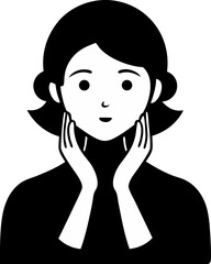 Person Massaging Cheeks Silhouette Vector Illustration