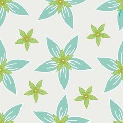 Fototapeta premium Exotic hand drawn flowers, seamless patterns with floral for fabric, textiles, clothing, wrapping paper, cover, banner, home decor, abstract backgrounds. Vector illustration