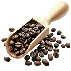 Fototapeta premium Roasted coffee beans in scoop on white background