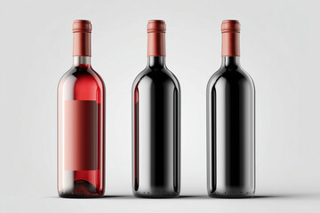 Red wine bottles isolated on transparent background