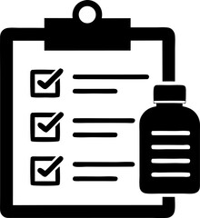 Skincare Checklist On Clipboard Silhouette Vector Illustration