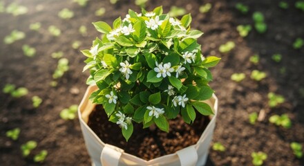 Celebrating plastic bag free day with an eco-friendly plant in reusable bag
