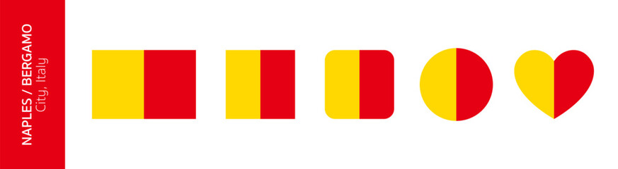 Flag of Bèrghem and Naples city, Italy. Flag of Bergamo and Napoli or Napule