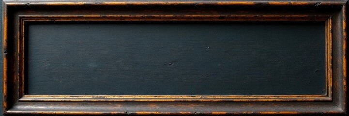Dark wood frame, golden accents, distressed finish, golden ratio, detail
