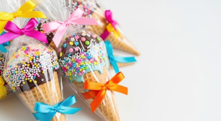 Colorful ice cream cone treats for national ice cream day celebration