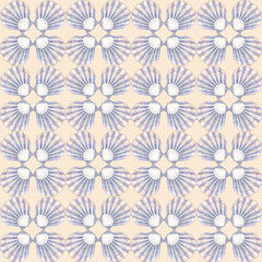 Art deco style abstract watercolor sea shells geometric forms seamless pattern